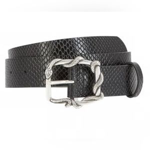 Kooples Black Leather Snakeskin belt Size 2